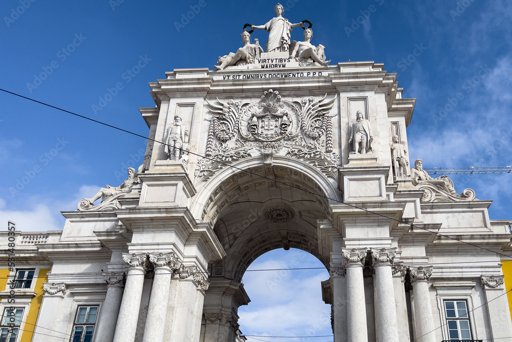 Praca do Comercio and statue of King Jose I in Lisbon