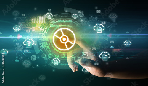 Wallpaper Mural touching with soft gesture multimedia screen with future technology concept Torontodigital.ca