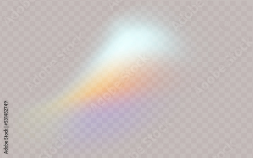 Crystal rainbowm, light effects. Light streak overlay designs. Vector illustration.