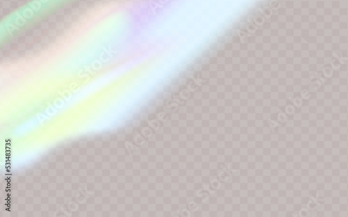 Crystal rainbowm, light effects. Light streak overlay designs. Vector illustration.