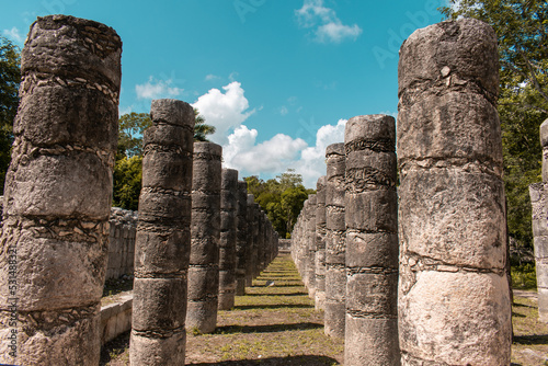 Ruins of the archaeological zone of chichen itza in yucatacan mexico