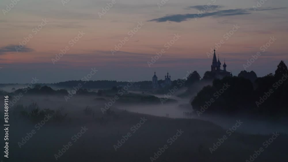 Sunrise in Dunilovo village , Annunciation Monastery,Ivanovo region,Russia Sunrise in Dunilovo village , Annunciation Monastery,Ivanovo region,Russia