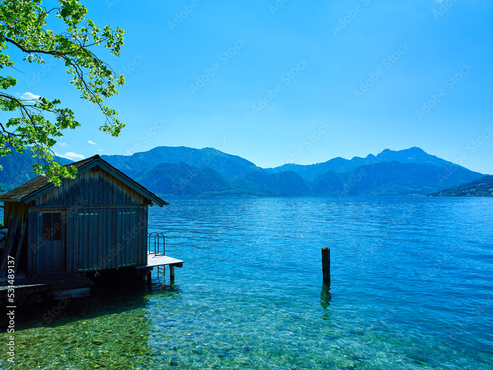 Beautiful Attersee lake landscape in Austrian Alps. Beautiful Attersee lake landscape in Austrian Alps.