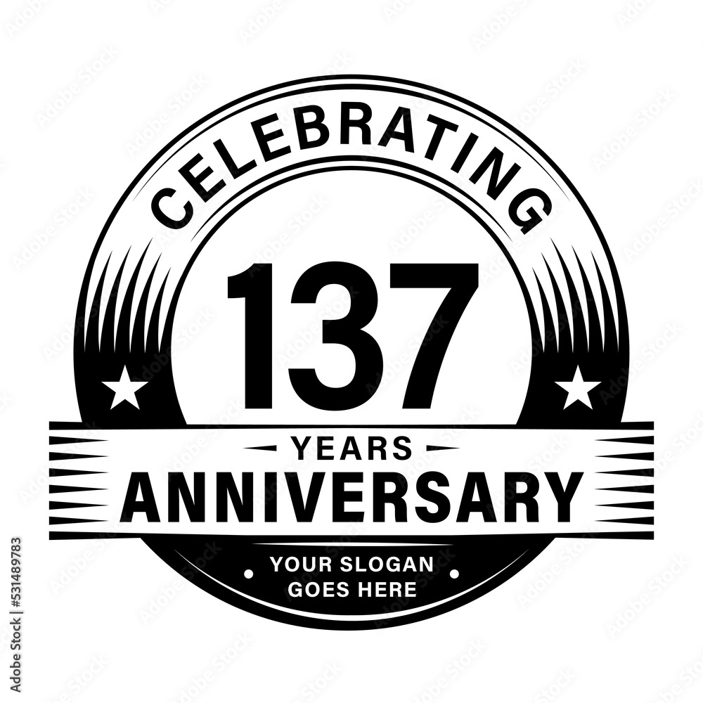 Fototapeta premium 137 years anniversary celebration design template. 137th logo vector illustrations. 