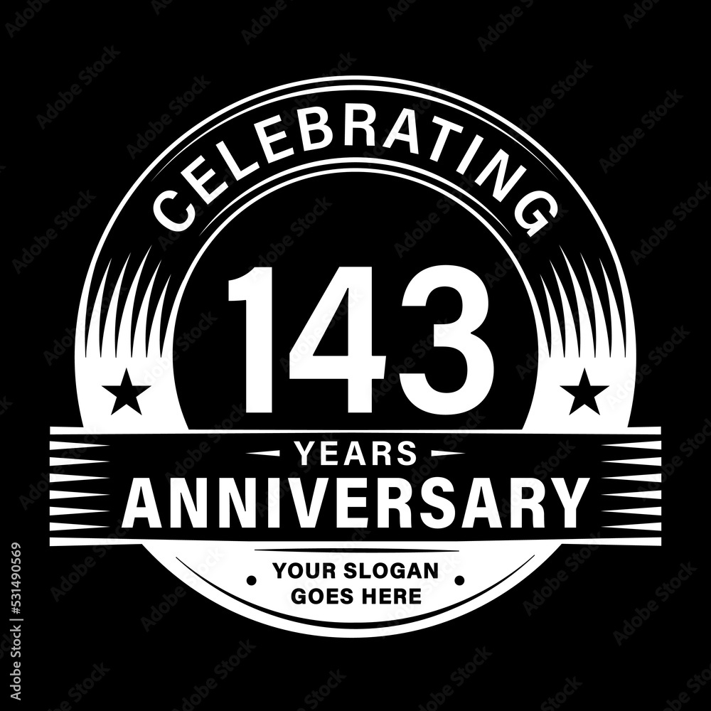 Obraz premium 143 years anniversary celebration design template. 143rd logo vector illustrations. 