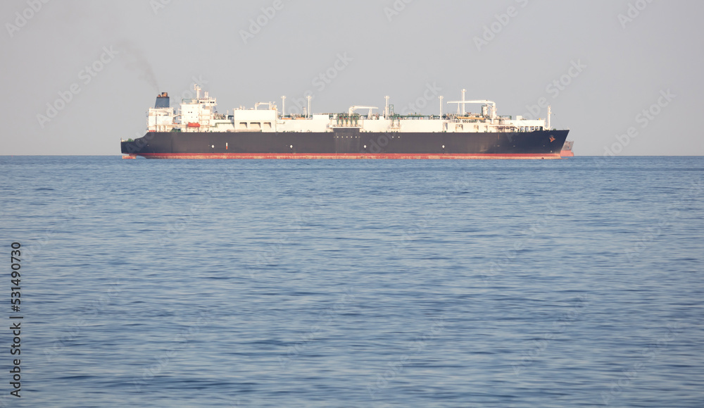 LNG Tanker at sea, transporting LNG
