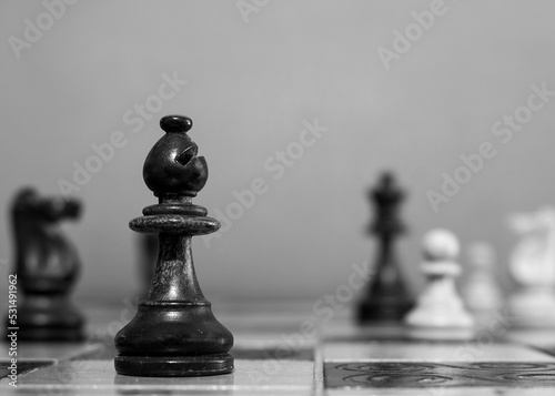 Scacchi fotografati su una scacchiera