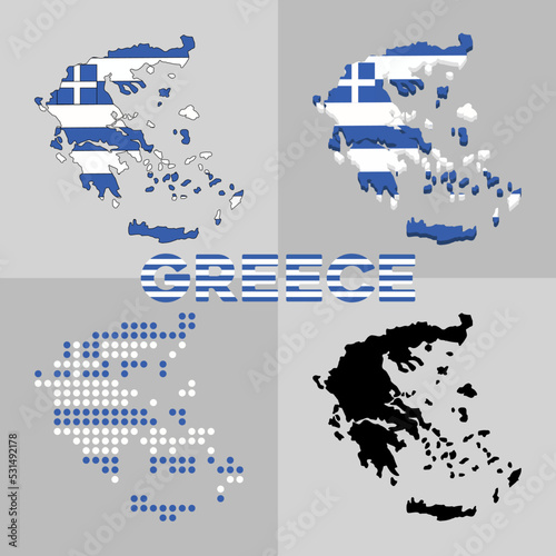 Vector map of Greece. Borders and flag of the country Greece. Vector