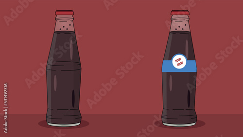 Two refreshing coke glass bottles illustration on a simple background for your advertisements and pictures
