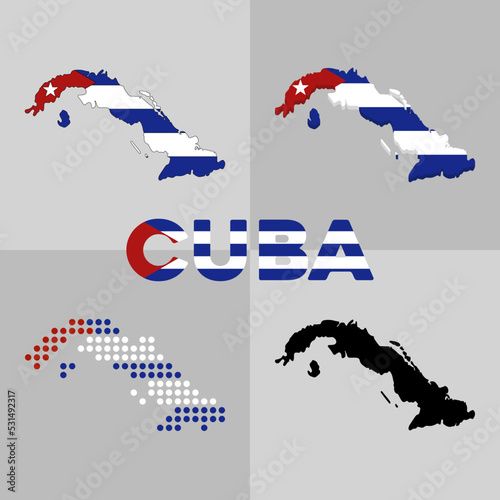 Vector map of Cuba. Borders and flag of the country of Cuba. Vector