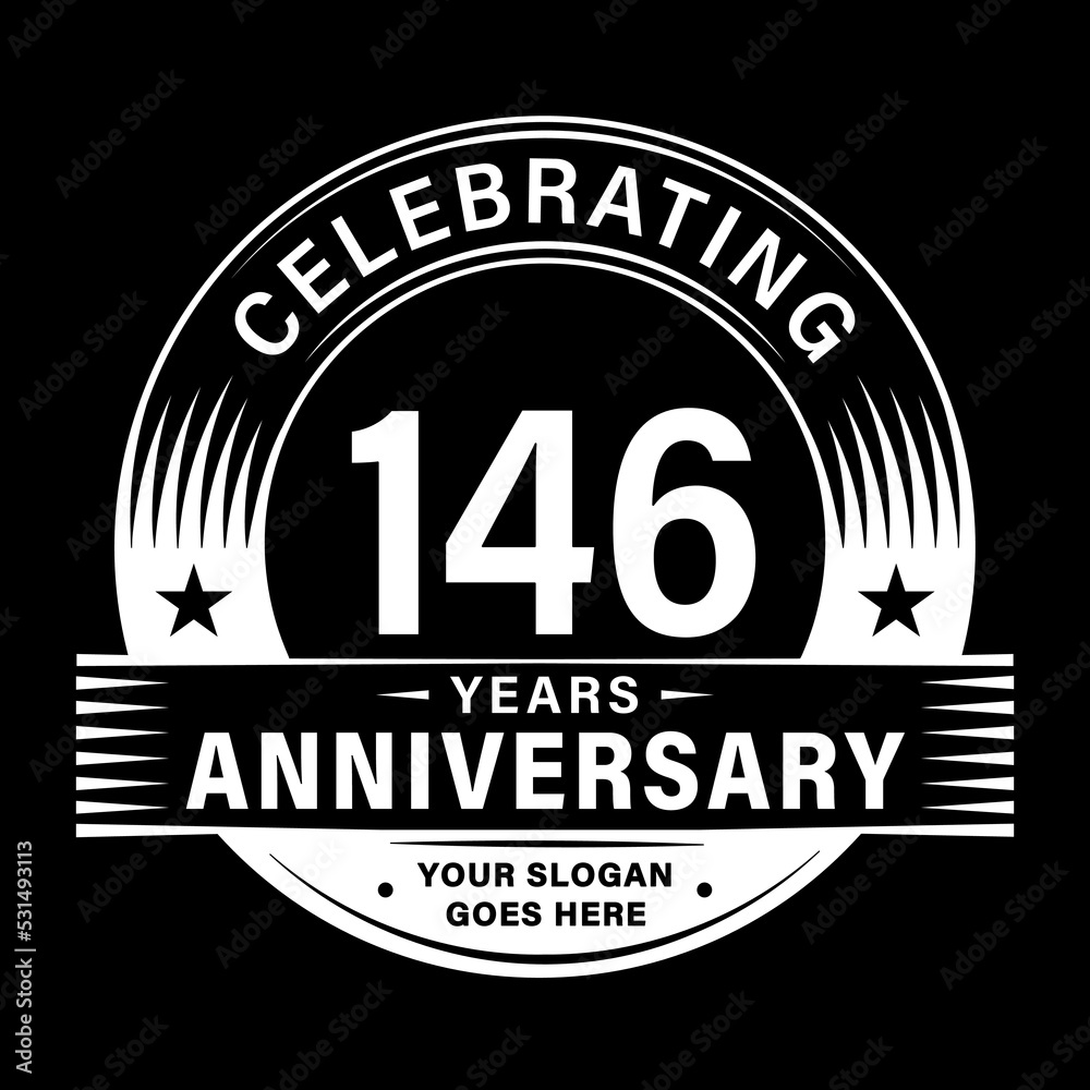 146 years anniversary celebration design template. 146th logo vector illustrations. 