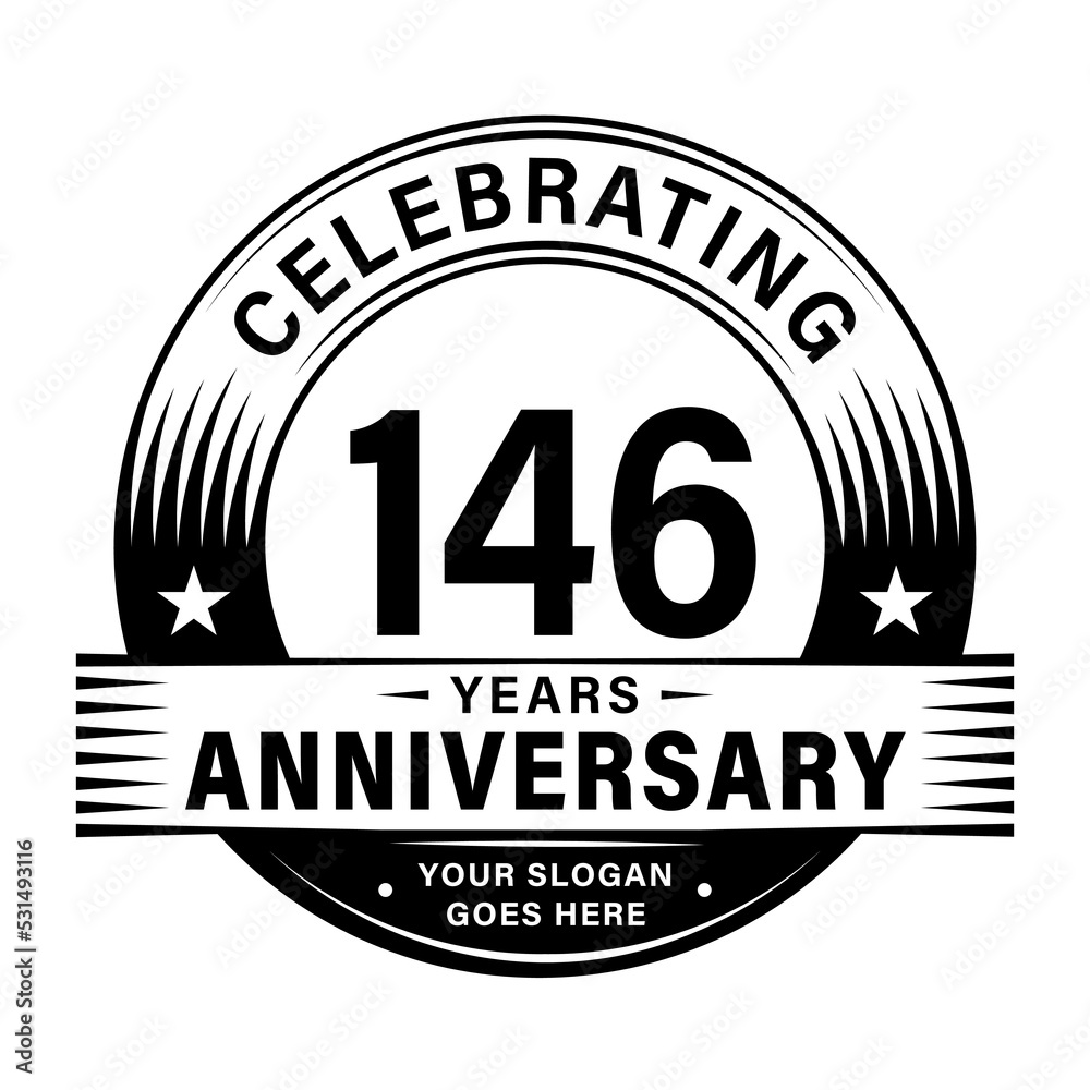 146 years anniversary celebration design template. 146th logo vector illustrations. 146 years anniversary celebration design template. 146th logo vector illustrations.