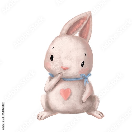 cute little hare kawaii illustration, watercolor style clipart