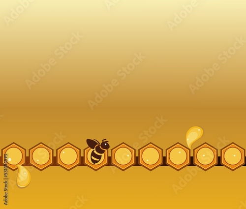 background with bees and honey
