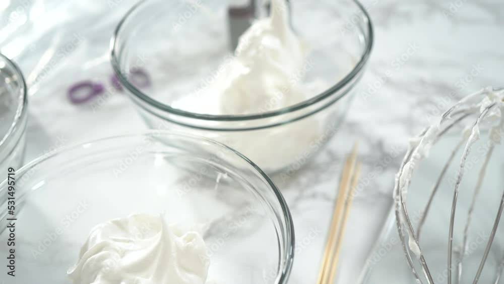 Step by step. Making meringue in kitchen mixer to bake unicorn meringue cookies. Step by step. Making meringue in kitchen mixer to bake unicorn meringue cookies.