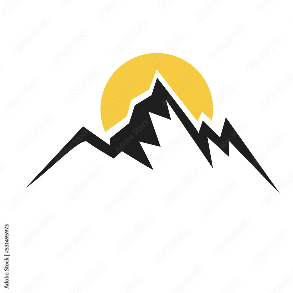 Silhouette of mountains with rising sun. PNG. Silhouette of mountains with rising sun. PNG.