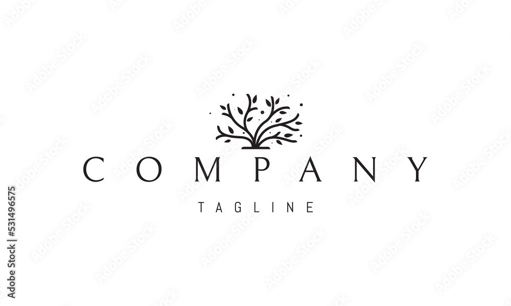 Fototapeta premium Vector logo on which an abstract image of a dense deciduous bush.