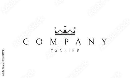 Vector logo on which an abstract image of the royal crown in a linear style.