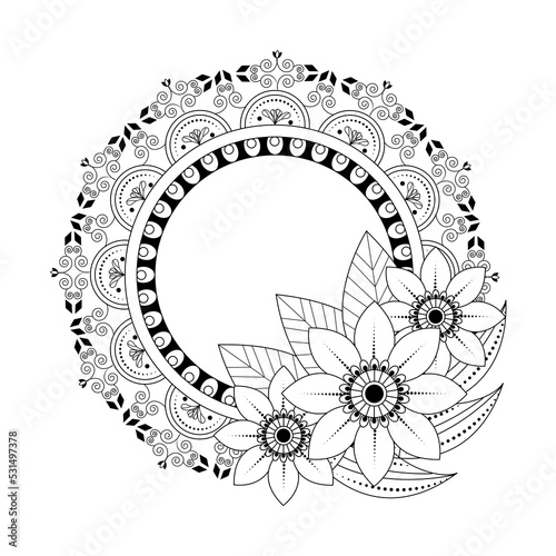 Hand drawn element. Black and white. Mandala. Vector illustration.vector illustration.graphic design