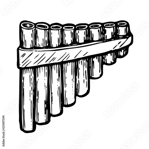 Pan flute vector illustration isolated on white background