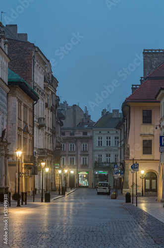 Mikolajska street in the night, Krakow, Poland, old city