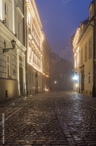Krakow old town, Kanonicza street in the foggy night © tomeyk