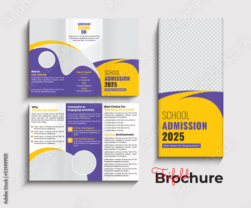 Kids back to school education admission trifold brochure template design 