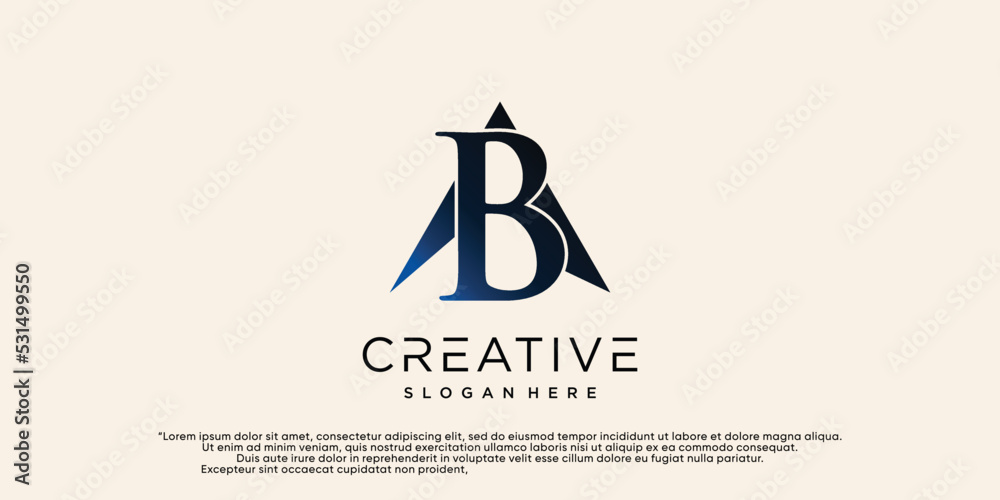 Letter B and A logo design template icon for business Premium Vector