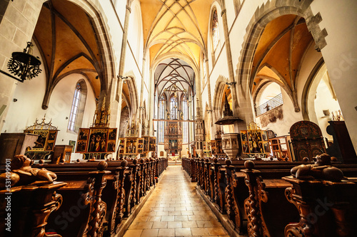 Monumental Church of St. Aegidius in Bardejov, Slovakia.  UNESCO old city. Ancient medieval historical square Bardejov photo