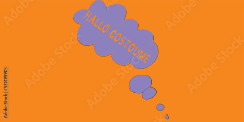 CLOUD SPEAK BUBBLE HALLOWEN COSTOUM THINKING SPEECH BALOON in orange background and purple color photo