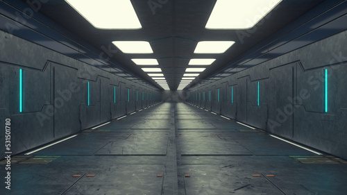 Obraz na plátně 3d render. Futuristic corridor interior design