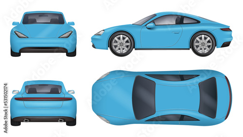 Sport cars. Realistic template of fast sport vehicles decent vector illustrations set isolated