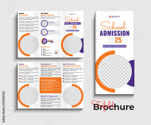 Kids back to school education admission trifold brochure template design 