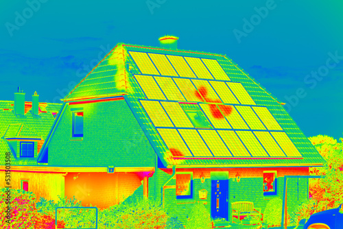 Murais de parede Thermographic inspection of photovoltaic systems by house
