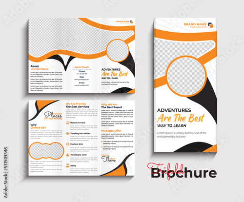 Travel trifold brochure Template design for agency