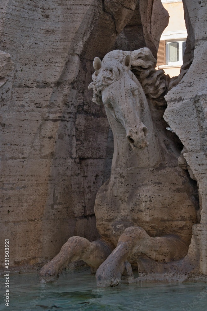 Detalle de la fuente de piazza Navona. Roma