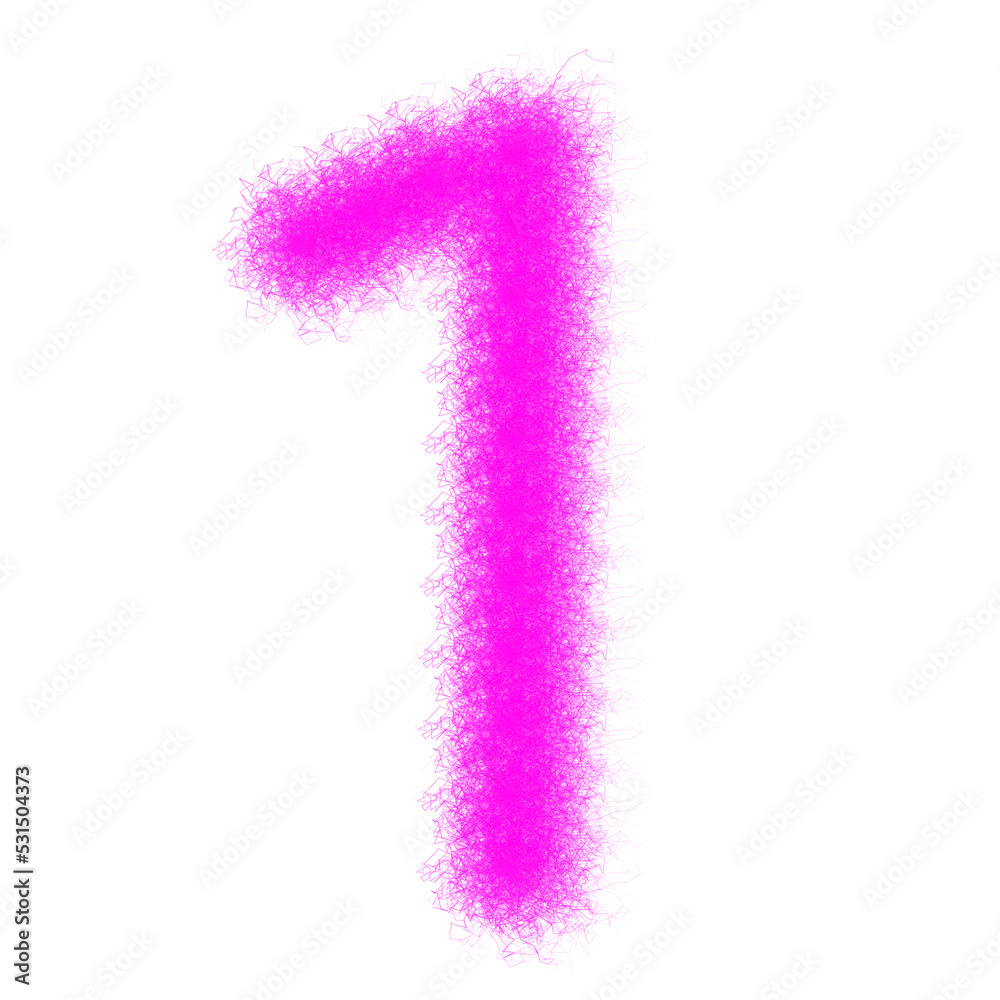 Pink furry number 1 isolated on a white background Pink furry number 1 isolated on a white background