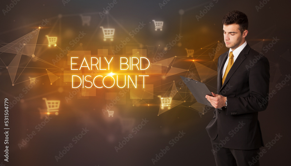 Businessman thinking about shopping concept Businessman thinking about shopping concept