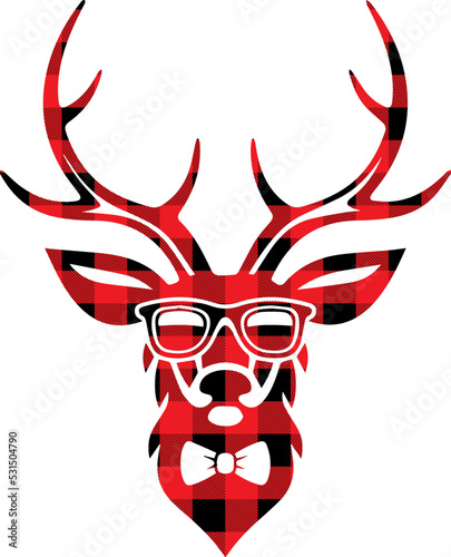 Buffalo Plaid Deer, deer heads Clip art