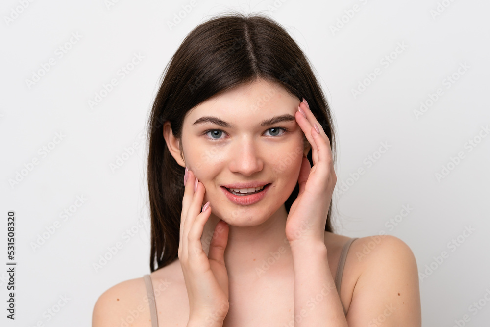 Young pretty Russian woman isolated on white background . Portrait Young pretty Russian woman isolated on white background . Portrait