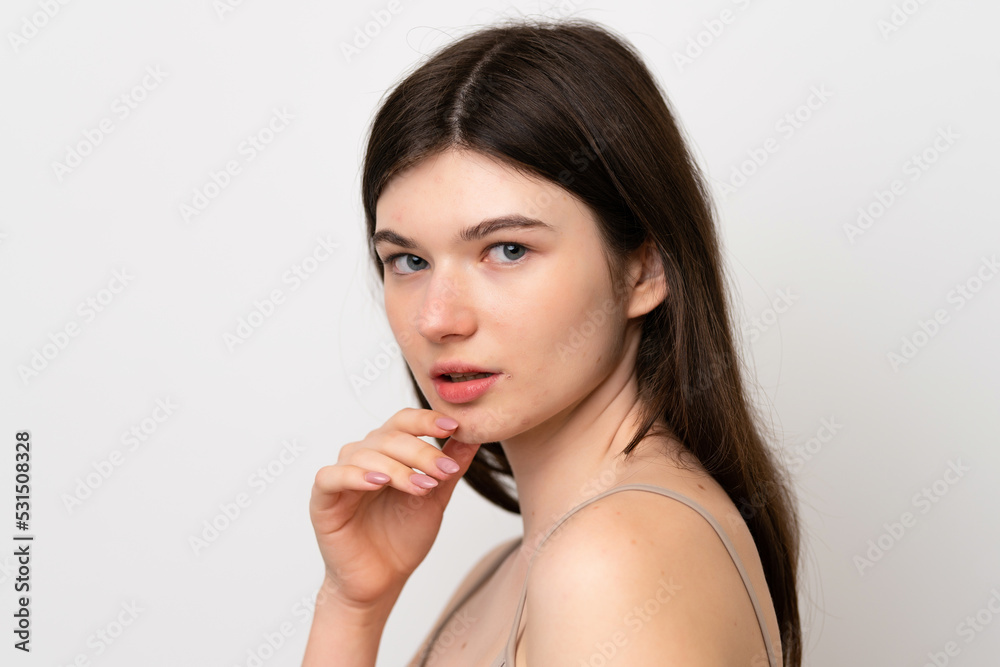 Young pretty Russian woman isolated on white background . Portrait Young pretty Russian woman isolated on white background . Portrait