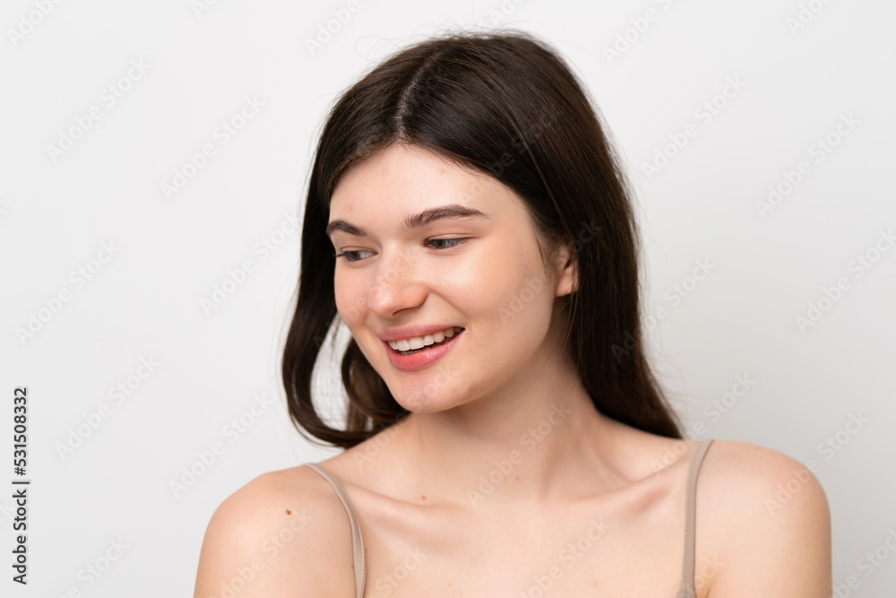 Young pretty Russian woman isolated on white background . Portrait Young pretty Russian woman isolated on white background . Portrait
