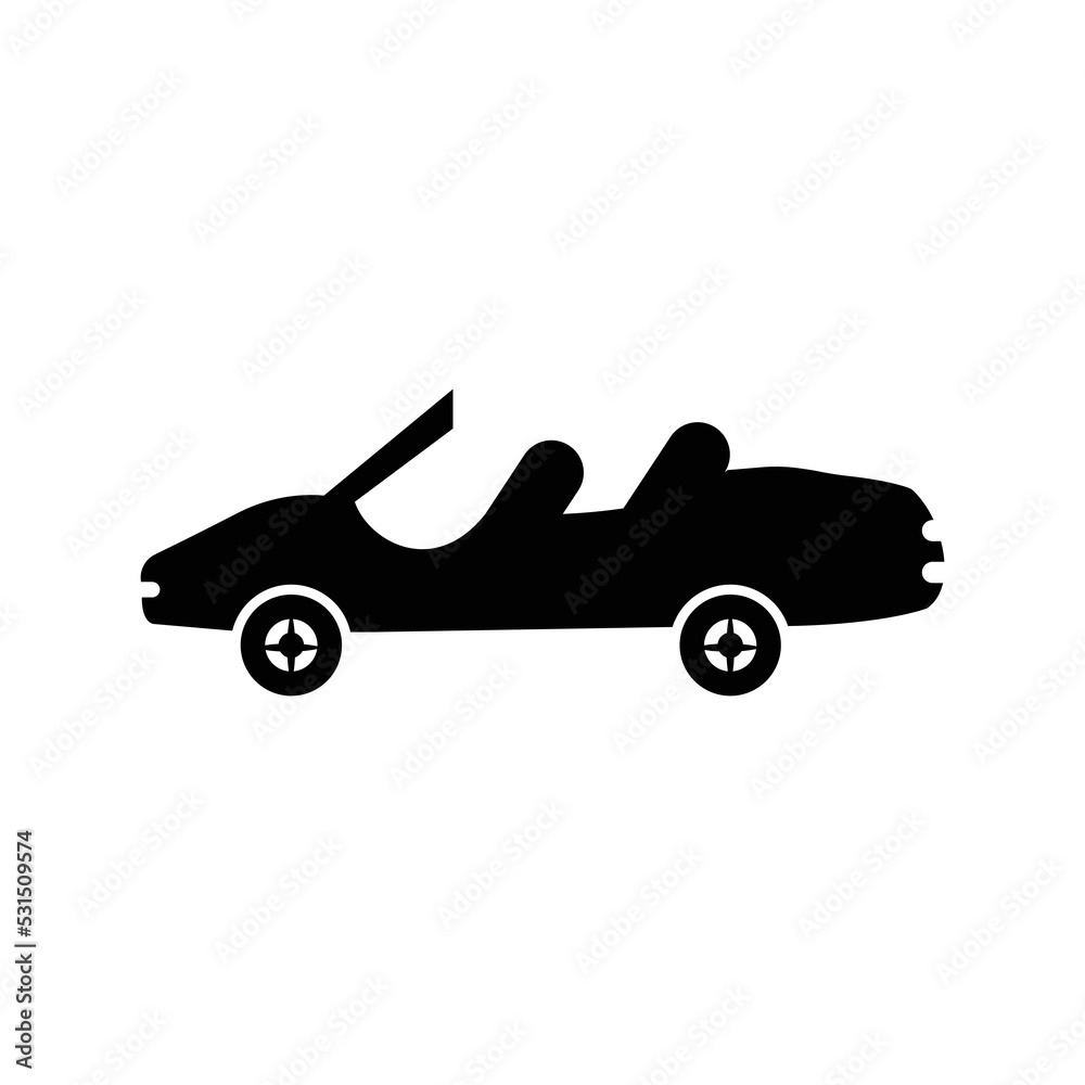 Automobile cabriolet sports car icon | Black Vector illustration |
