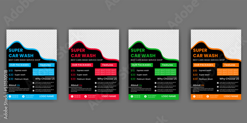 Creative Car Wash Flyer set, Abstract design carwash flyer bundle, Car Detailing, Auto Detailing Flyer, Car Wash poster templates