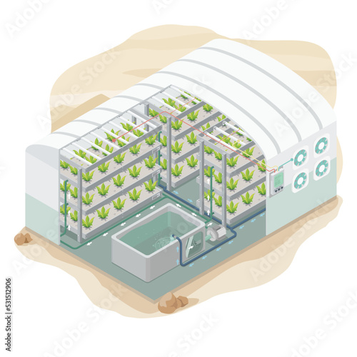 plant factory system farming isometric infographic cartoon