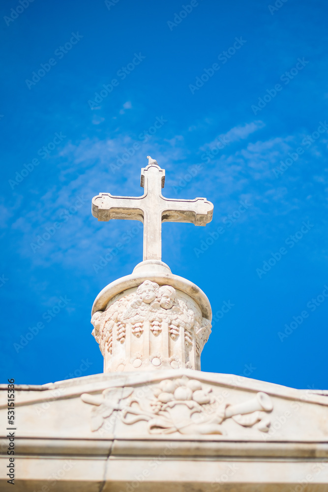 cross on the top of the church