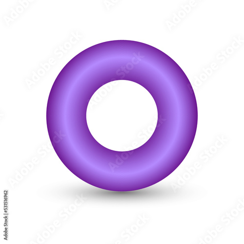Vector purple torus with gradients and shadow for game, icon, package design, logo, mobile, ui, web, education. 3d donut on a white background. Geometric figures for your design.