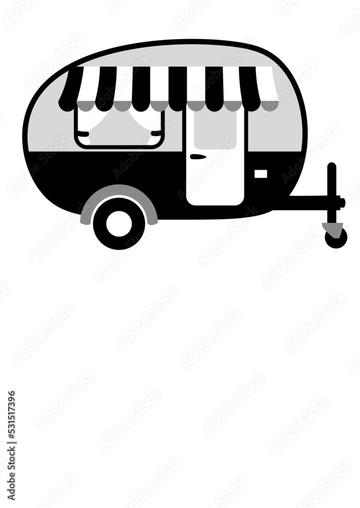 Camping decor. Travel trailer clip art. Isolated on transparent