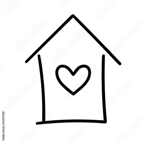 Wallpaper Mural Vector Doodle Outline Drawing of a House with a Heart. Home Line Icon Isolated on a White Background. Children's Drawing. Romantic Decorative Element for Valentine's Day Design. Sticker, Logo, Tattoo. Torontodigital.ca