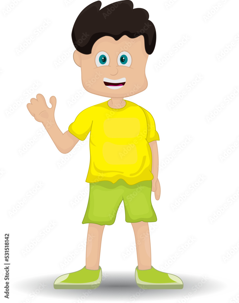 vector cute happy little boy waving hello isolated vector cute happy little boy waving hello isolated